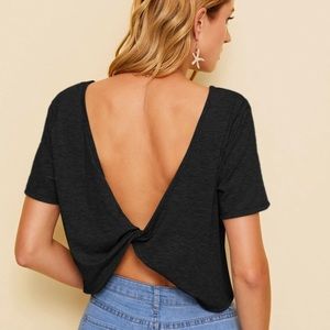 Shein Black Cross back Crop Top